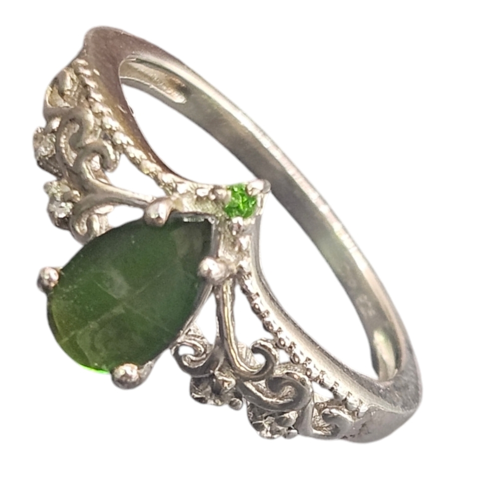 Ammolite and Zircon Ring